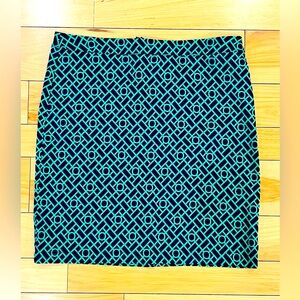 Geometric Patterned Skirt - Blue and Green SIZE 14, Preppy Adorable